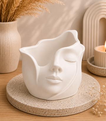Ghiveci decorativ Față Abstractă din praf ceramic