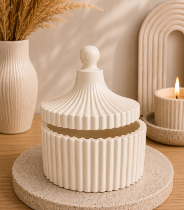 Cutie decorativă cu capac din praf ceramic